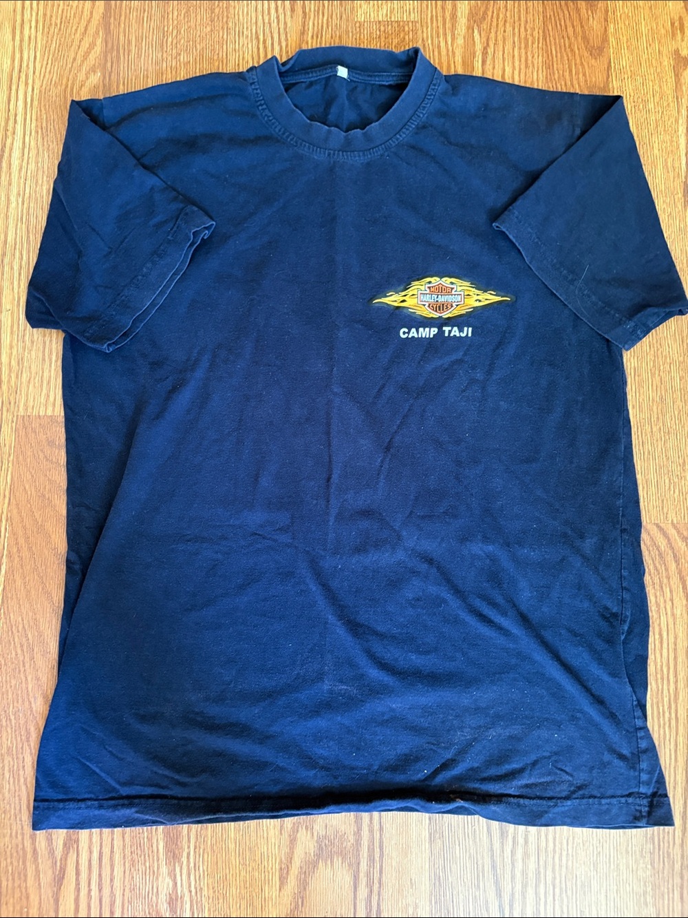 Harley-Davidson Men’s Navy Tee with Yellow Camp Taji Logo